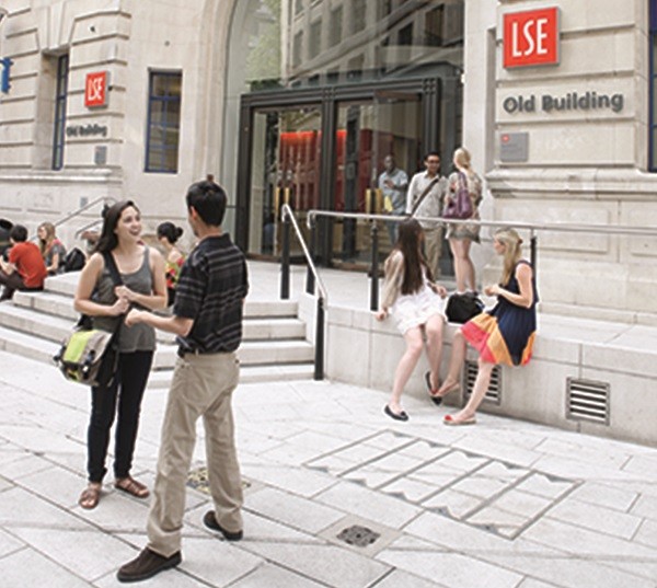 The main entrance to LSE Old Building on Houghton Street
